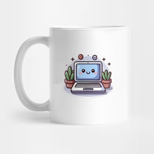 cute laptop smiling with happy feeling Mug